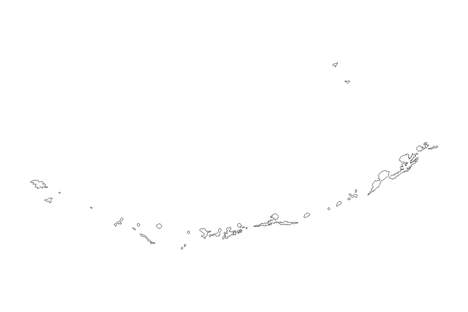 Carte de Aleutians West, Alaska de type contour pour Amérique du Nord, montrant contour avec des limites nettes.