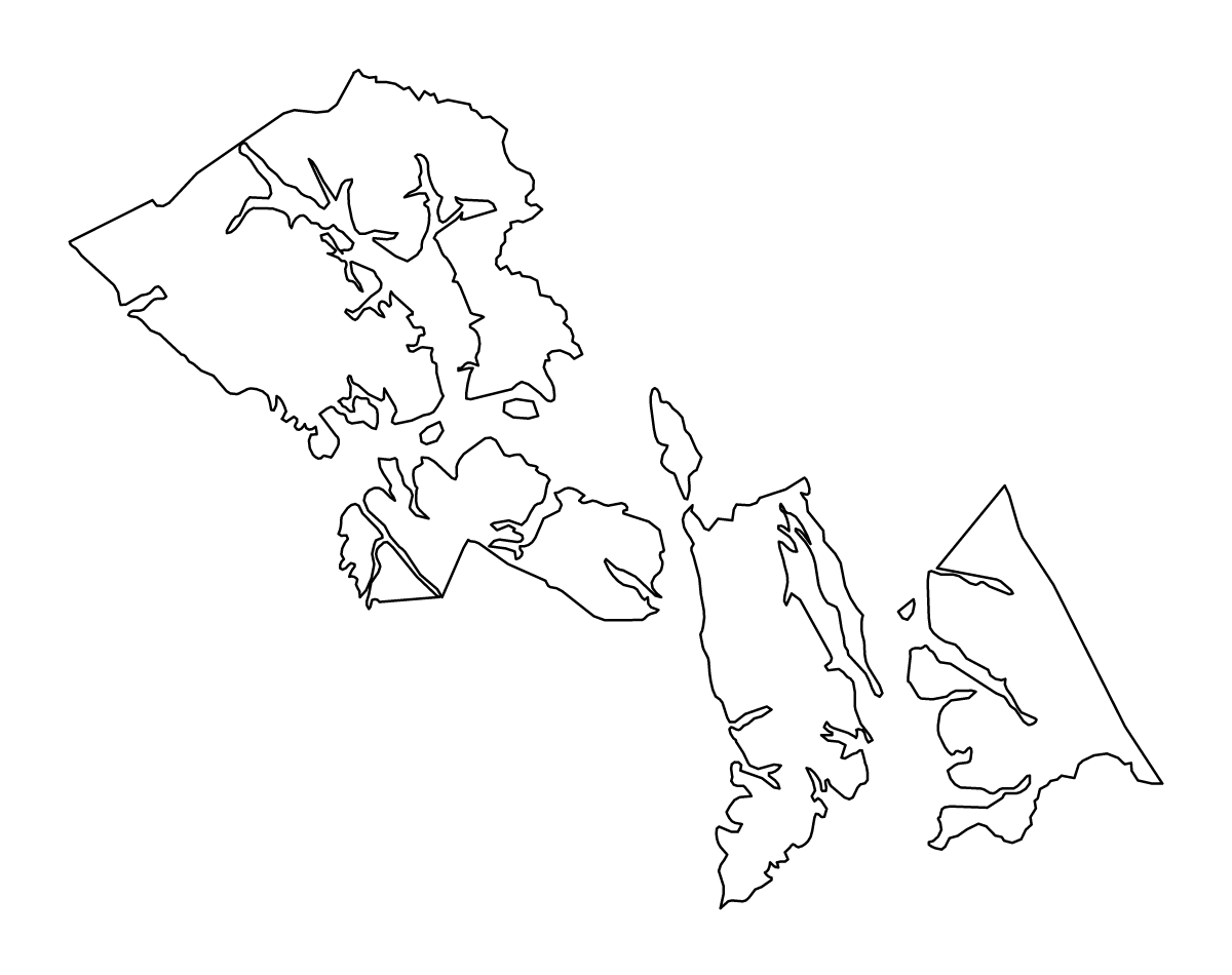 Mapa de contorno de Hoonah–Angoon, Alaska.