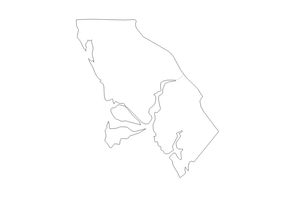Mapa de Juneau, Alaska de tipo contorno y ríos para América del Norte, con contorno y ríos con límites limpios.