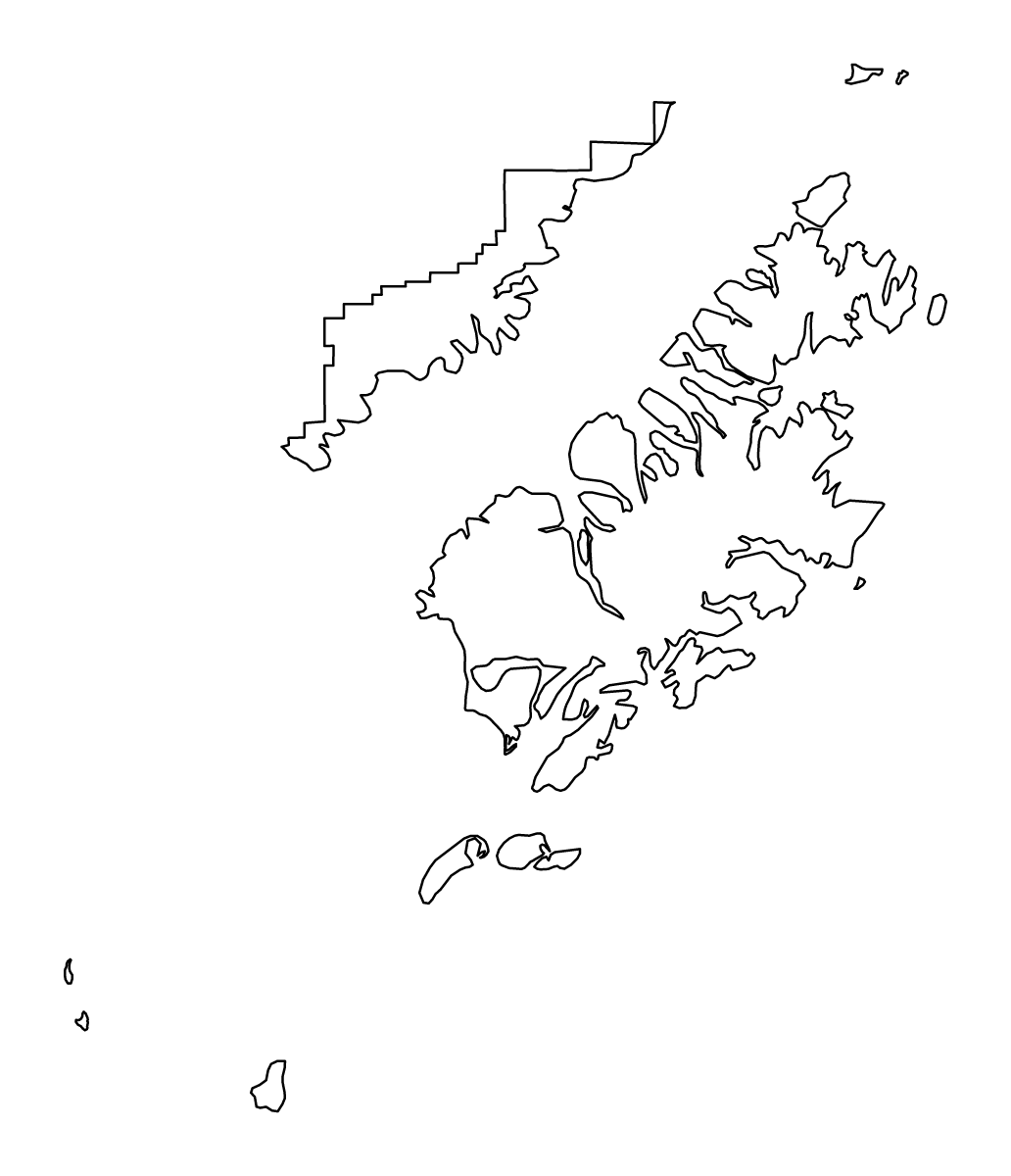Mapa de contorno de Kodiak Island, Alaska.