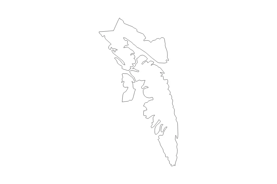 Mapa de Sitka, Alaska de tipo contorno para América del Norte, con contorno con límites limpios.