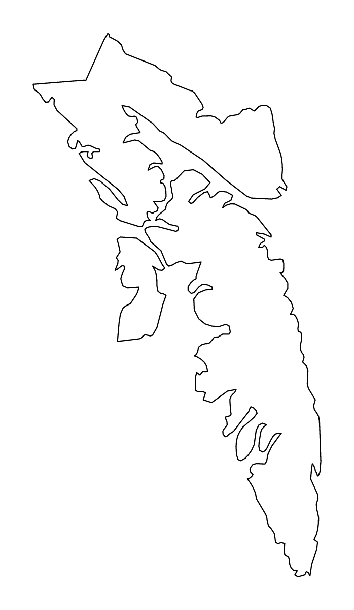 Mapa de contorno de Sitka, Alaska.