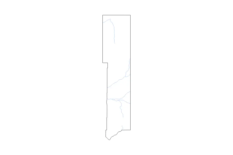 Outline map of Apache County, Arizona with subdivision borders and rivers.