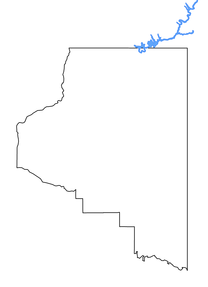 Mapa de contorno de Coconino, Arizona con lagos y ríos.