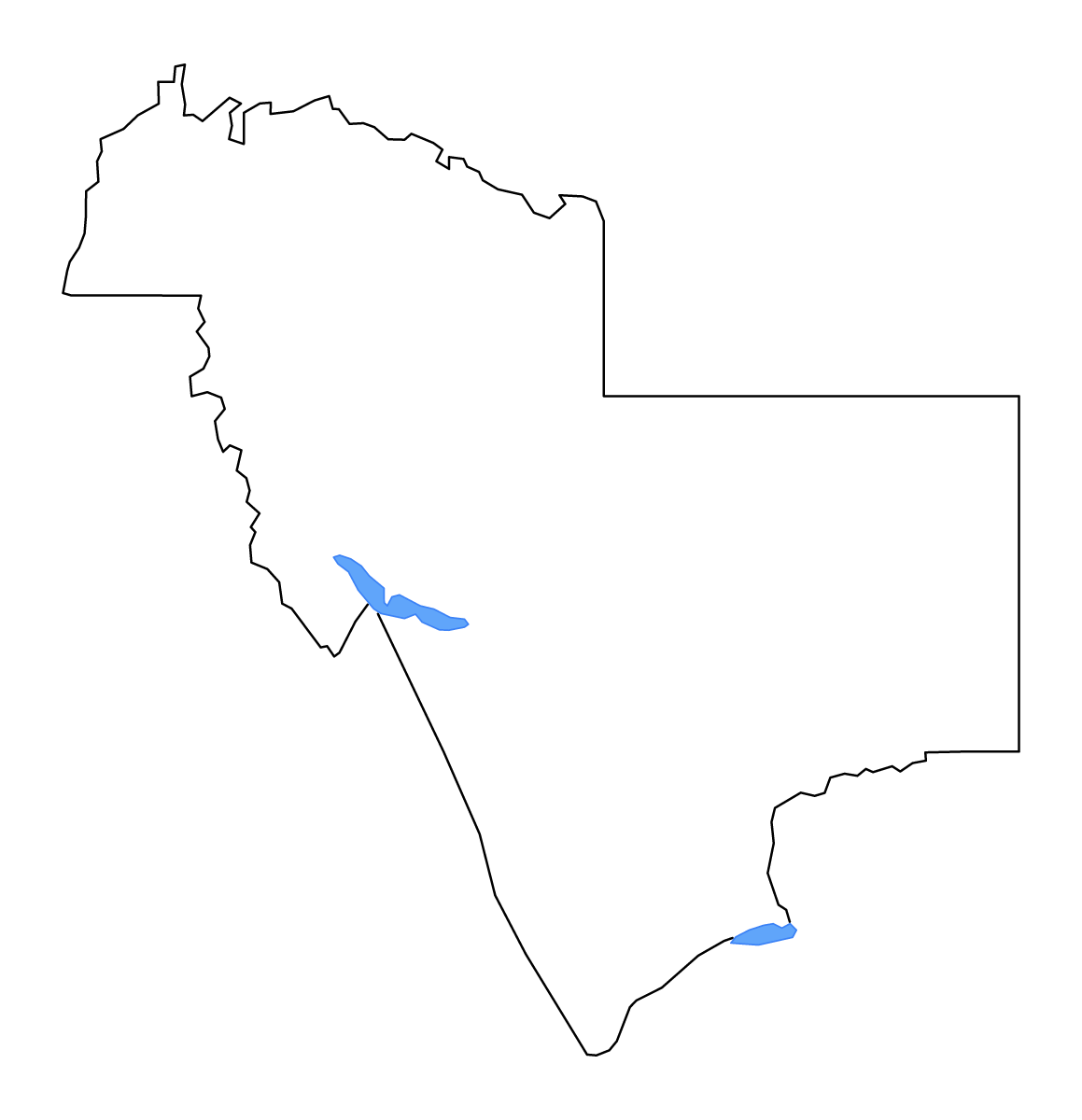Mapa de contorno de Gila, Arizona con lagos y ríos.