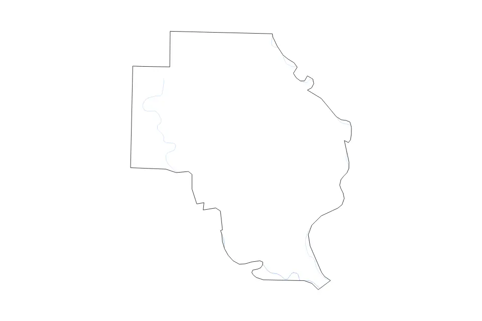 Mapa de Arkansas, Arkansas de tipo contorno y ríos para América del Norte, con contorno y ríos con límites limpios.