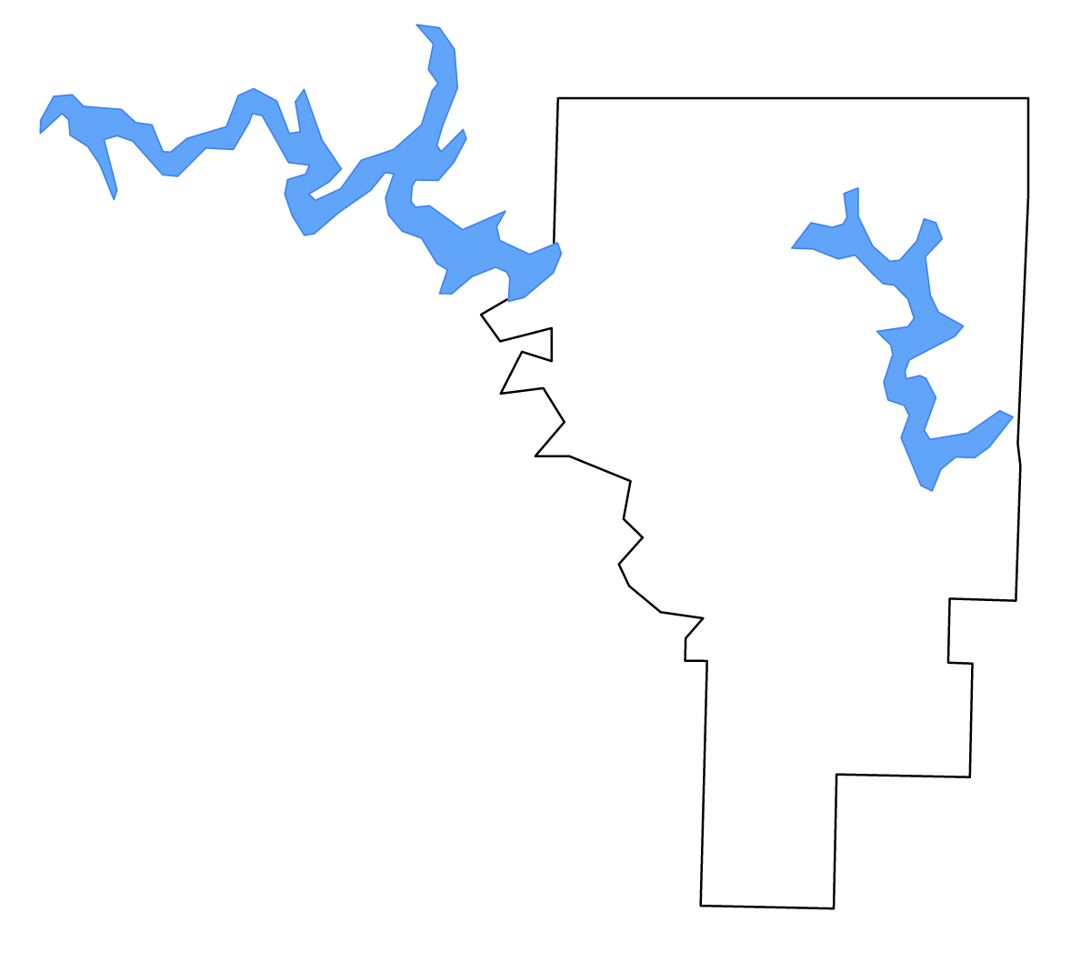 Mapa de contorno de Baxter, Arkansas con lagos y ríos.