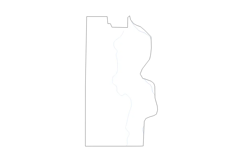 Outline map of Chicot County, Arkansas with subdivision borders and rivers.