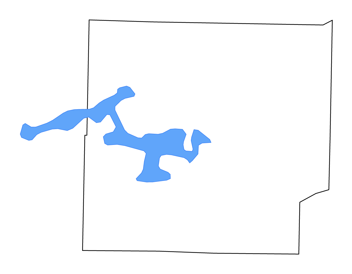 Carte de contour de Cleburne, Arkansas avec lacs et rivières.