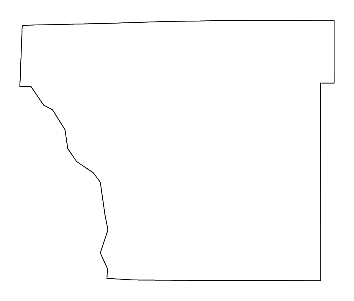 Mapa de contorno de Cleveland, Arkansas con ríos.