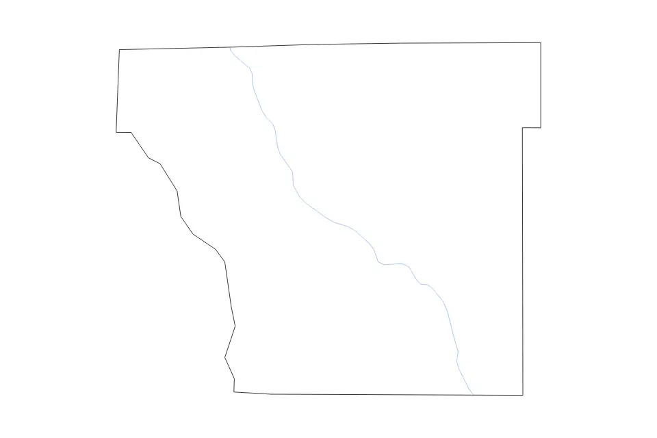 Carte de Cleveland, Arkansas de type contour et rivières pour Amérique du Nord, montrant contour et rivières avec des limites nettes.