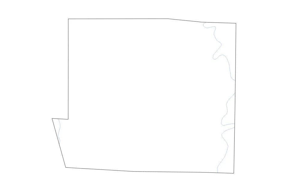 Carte de Drew, Arkansas de type contour et rivières pour Amérique du Nord, montrant contour et rivières avec des limites nettes.