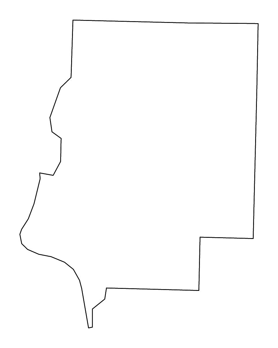 Mapa de contorno de Faulkner, Arkansas con ríos.