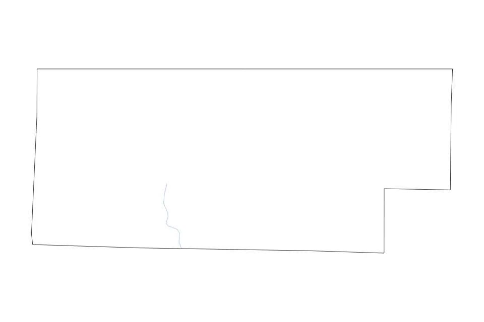 Outline map of Fulton County, Arkansas with subdivision borders and rivers.