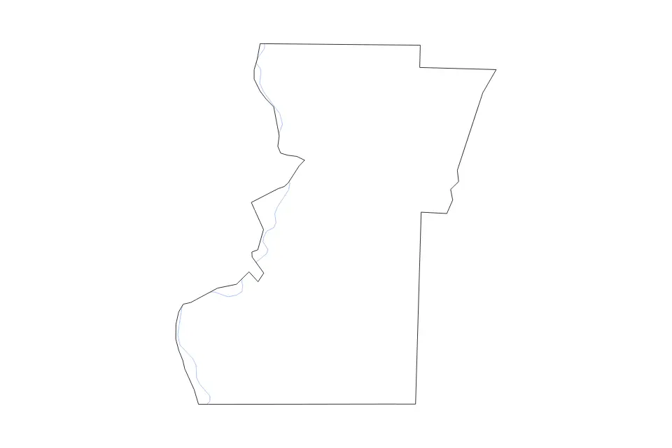 Outline map of Lafayette County, Arkansas with subdivision borders and rivers.