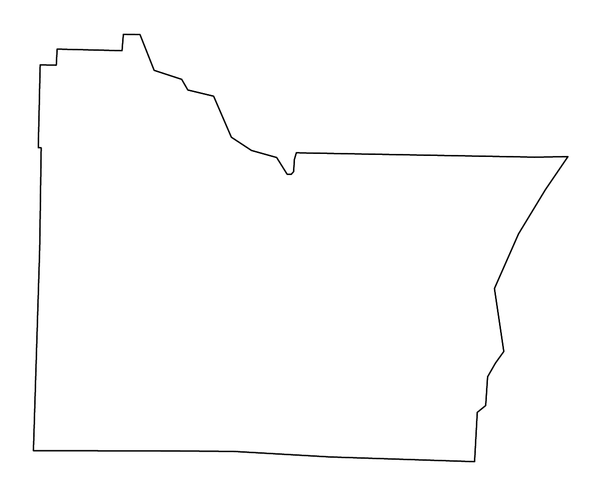Outline map of Lawrence County, Arkansas with rivers.
