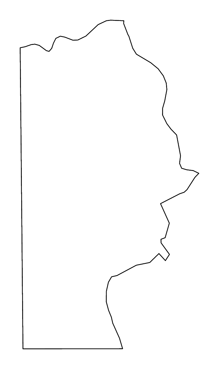 Mapa de contorno de Miller, Arkansas con ríos.