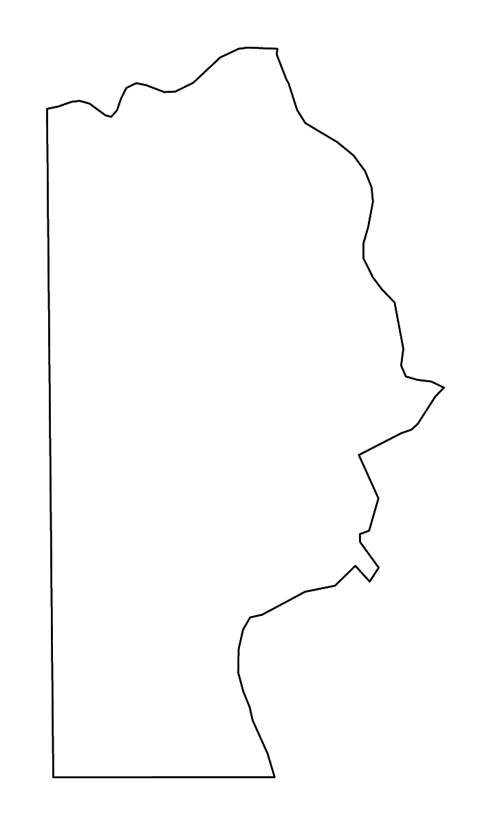 Outline map of Miller County, Arkansas with rivers.