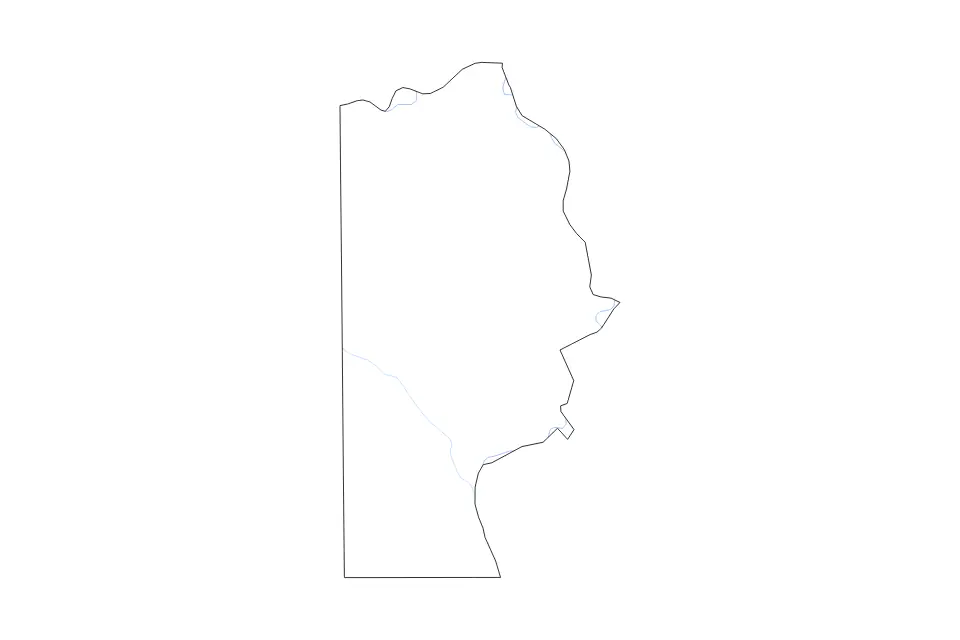 Carte de Miller, Arkansas de type contour et rivières pour Amérique du Nord, montrant contour et rivières avec des limites nettes.