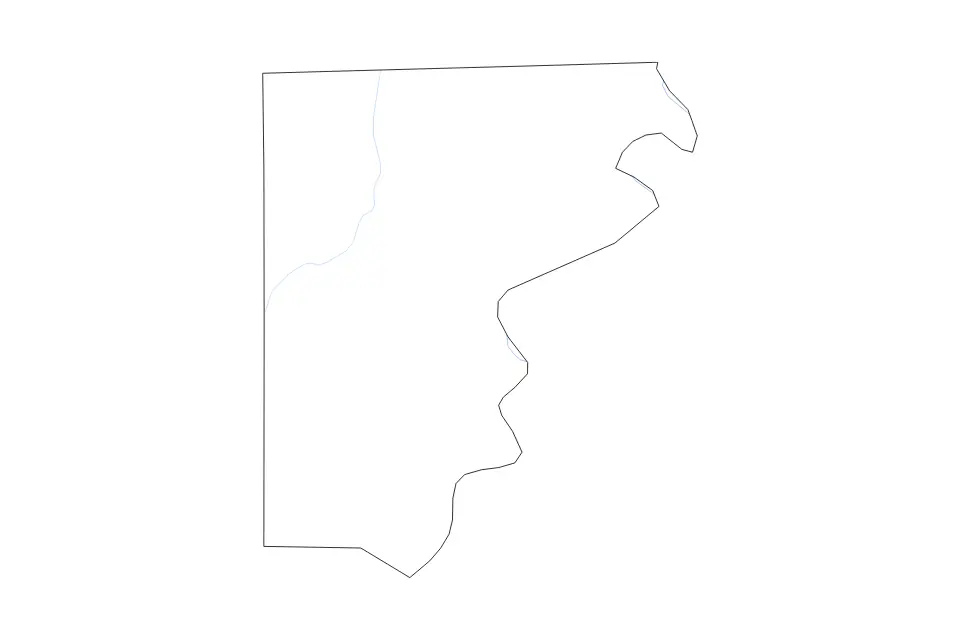 Outline map of Mississippi County, Arkansas with subdivision borders and rivers.