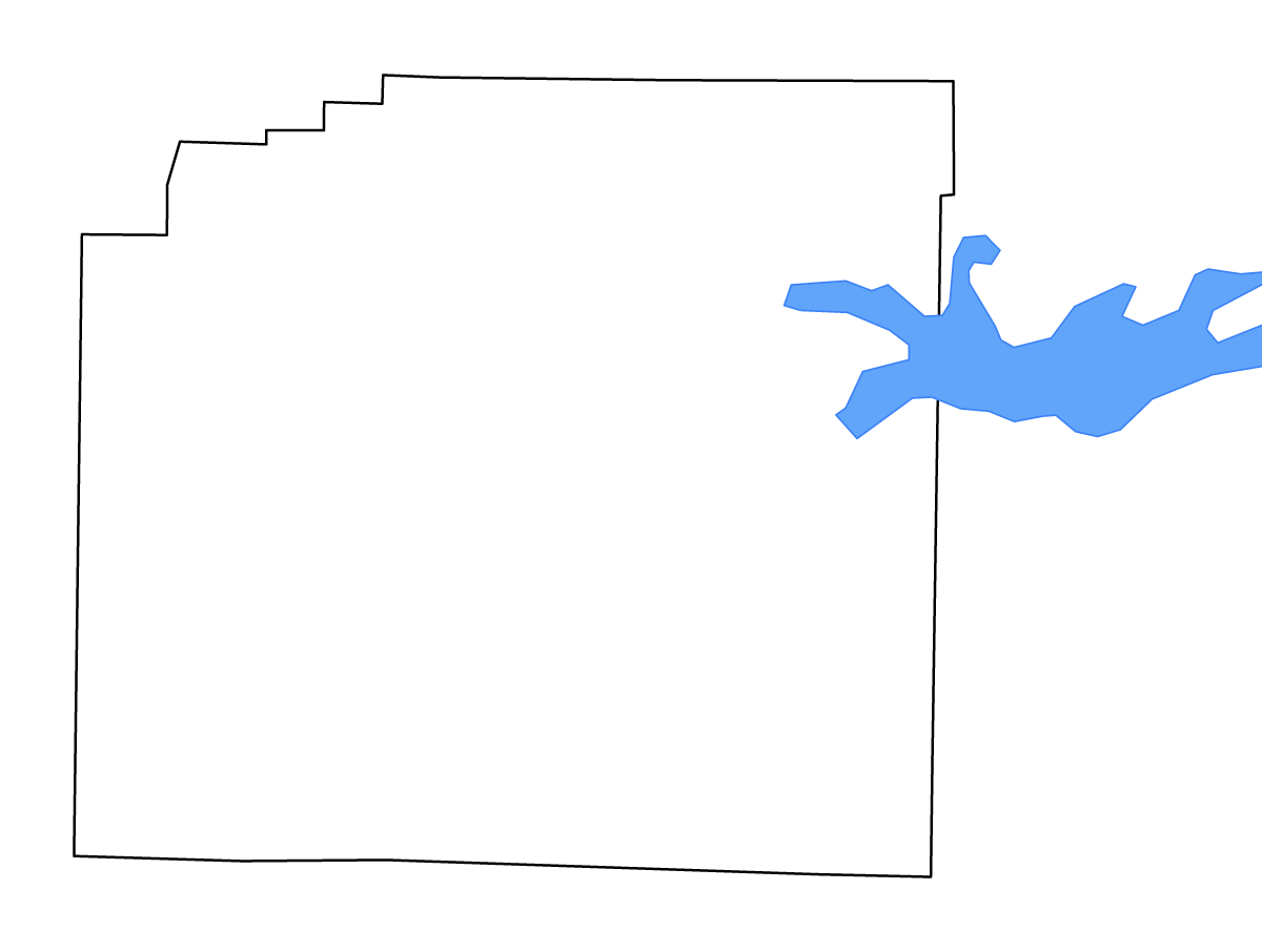 Mapa de contorno de Montgomery, Arkansas con lagos y ríos.
