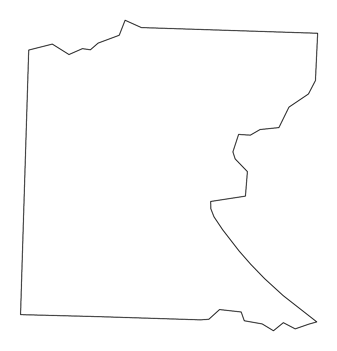 Mapa de contorno de Ouachita, Arkansas con ríos.
