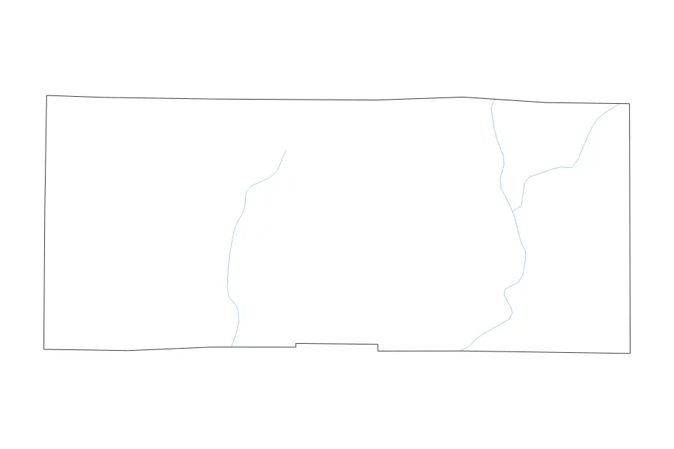 Outline map of Poinsett County, Arkansas with subdivision borders and rivers.