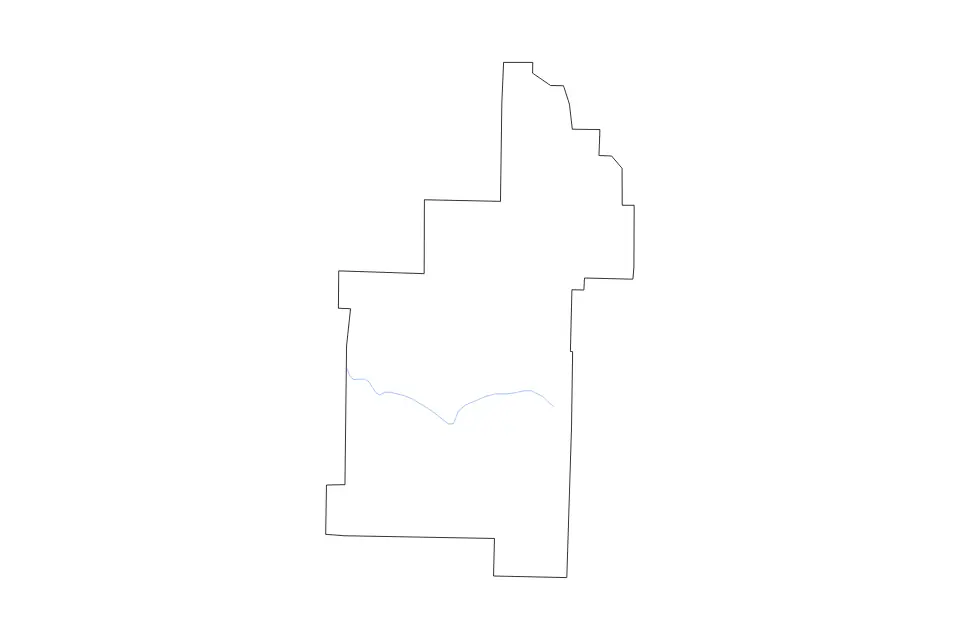 Outline map of Sharp County, Arkansas with subdivision borders and rivers.