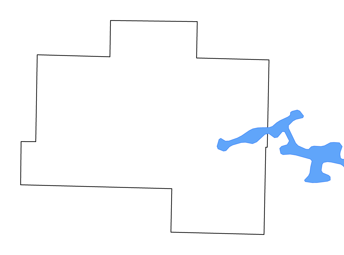 Mapa de contorno de Van Buren, Arkansas con lagos y ríos.