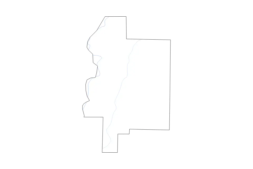 Mapa de Woodruff, Arkansas de tipo contorno y ríos para América del Norte, con contorno y ríos con límites limpios.