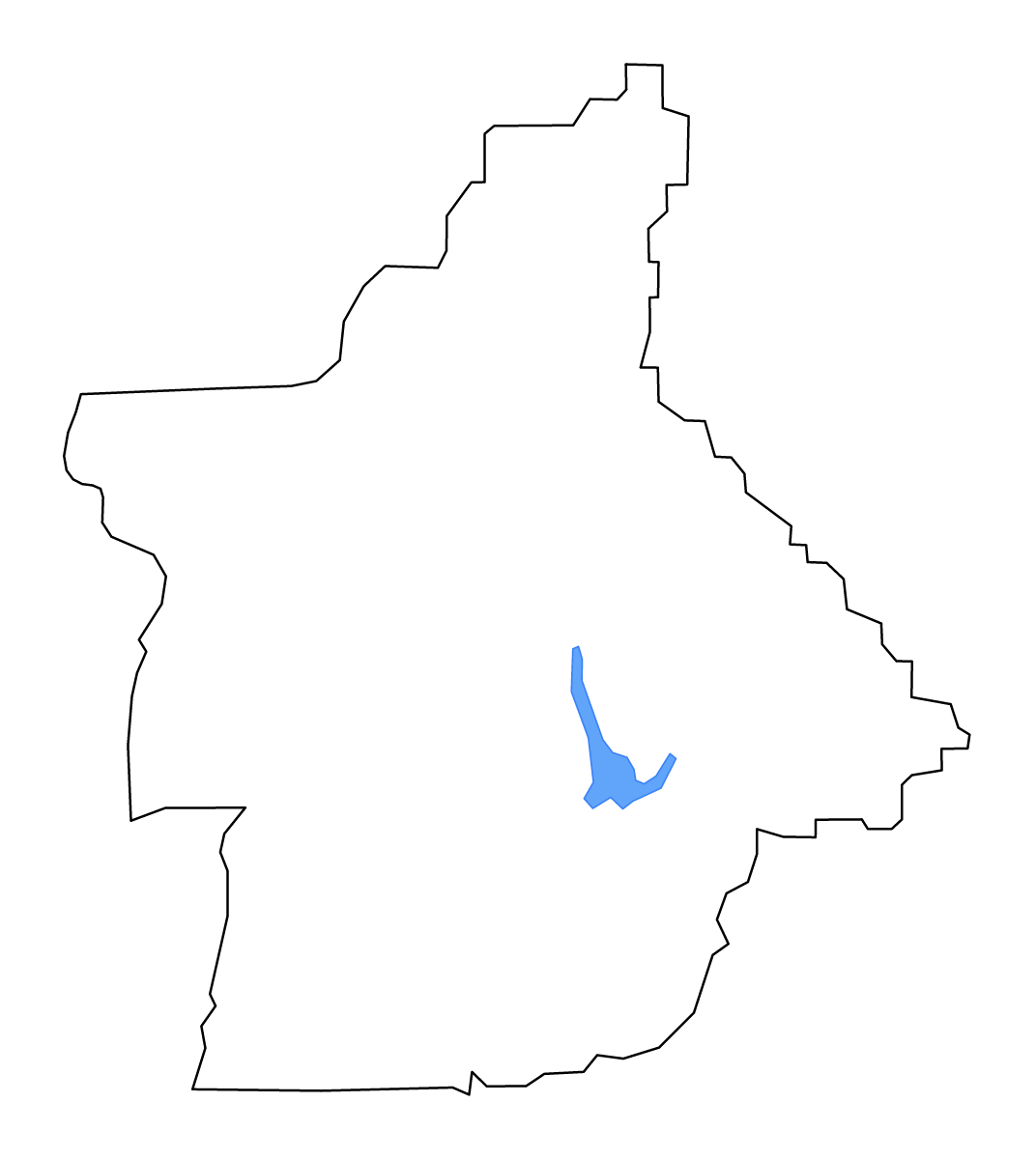 Mapa de contorno de Butte, California con lagos y ríos.