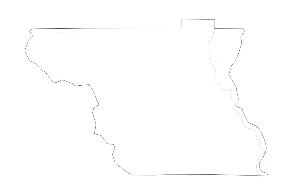 Mapa de Colusa, California de tipo contorno y ríos para América del Norte, con contorno y ríos con límites limpios.