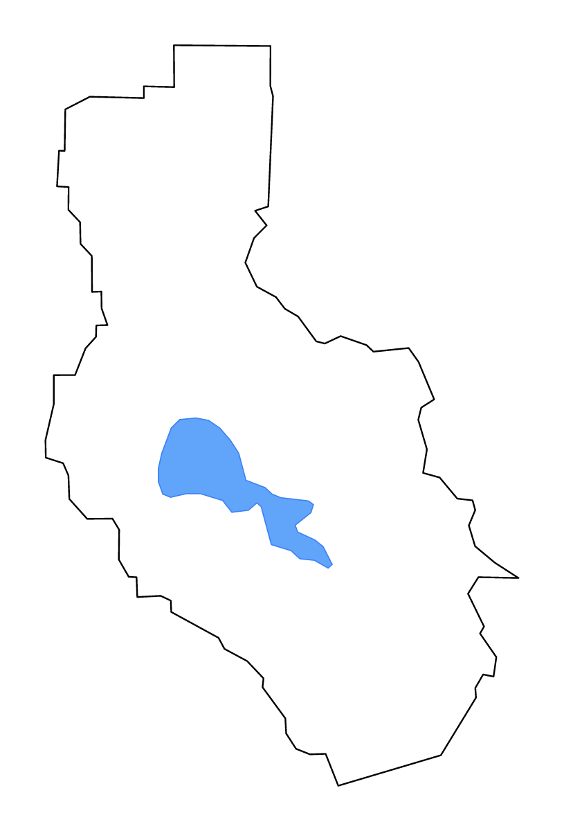 Mapa de contorno de Lake, California con lagos y ríos.