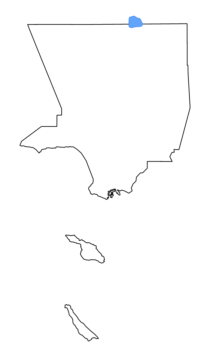 Mapa de contorno de Los Angeles, California con lagos y ríos.