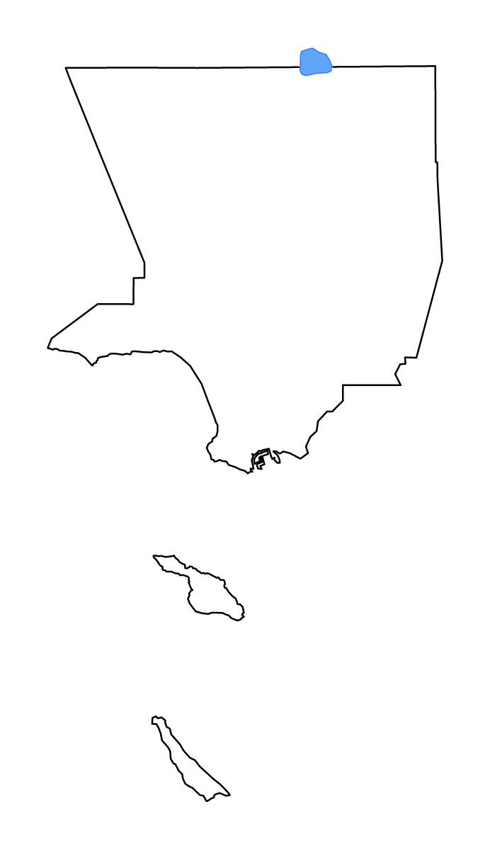 Mapa de contorno de Los Angeles, California con lagos y ríos.