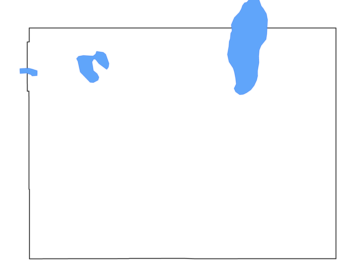 Carte de contour de Modoc, California avec lacs et rivières.