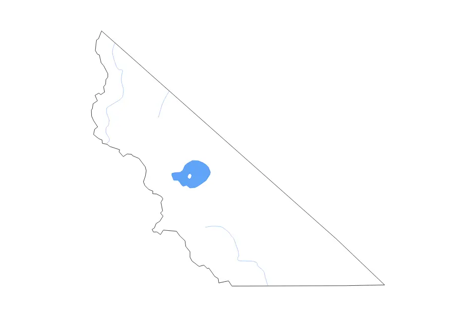 Mapa de Mono, California de tipo contorno, lagos y ríos para América del Norte, con contorno, lagos y ríos con elementos de agua como Mono Lake.