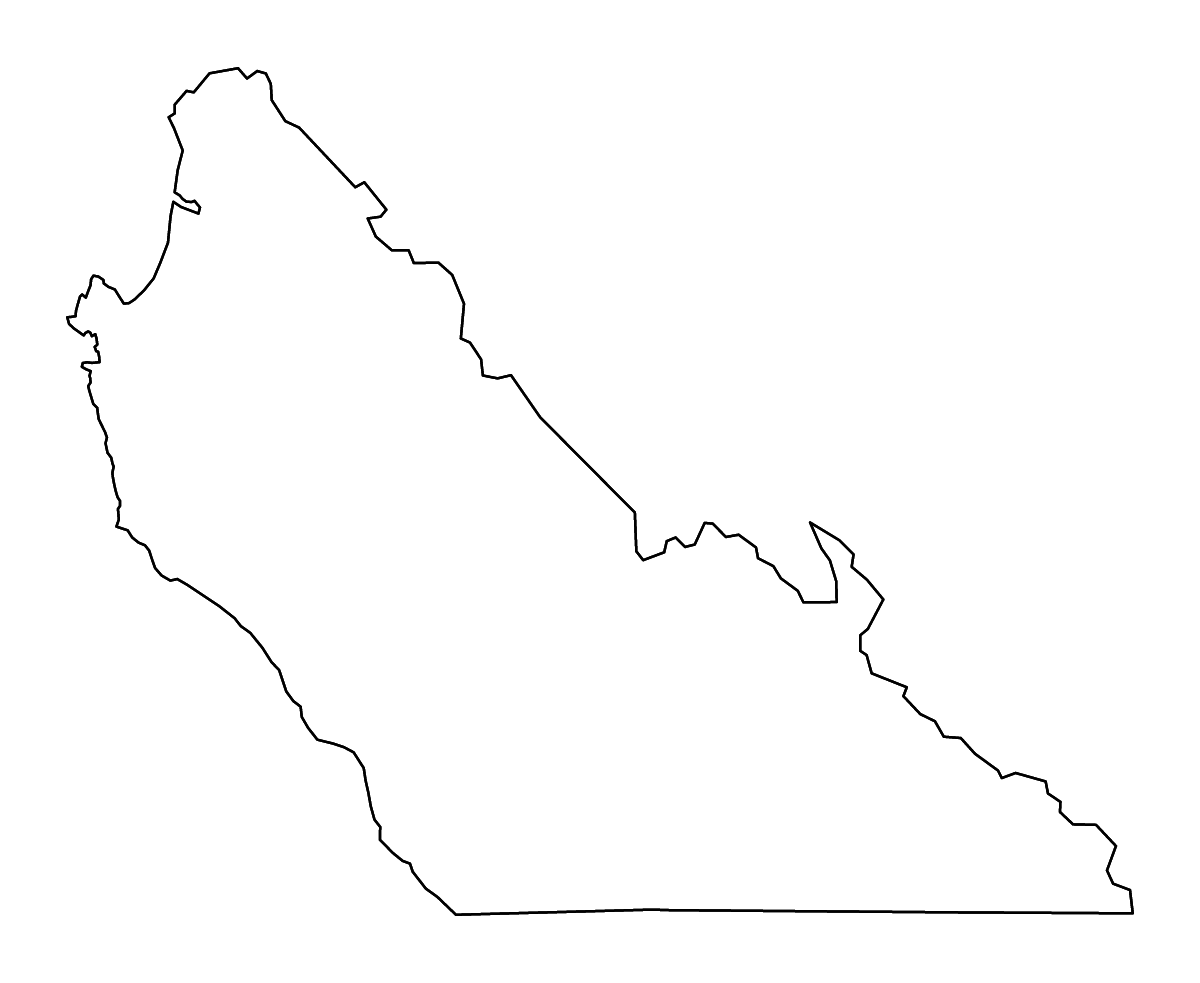 Mapa de contorno de Monterey, California con ríos.