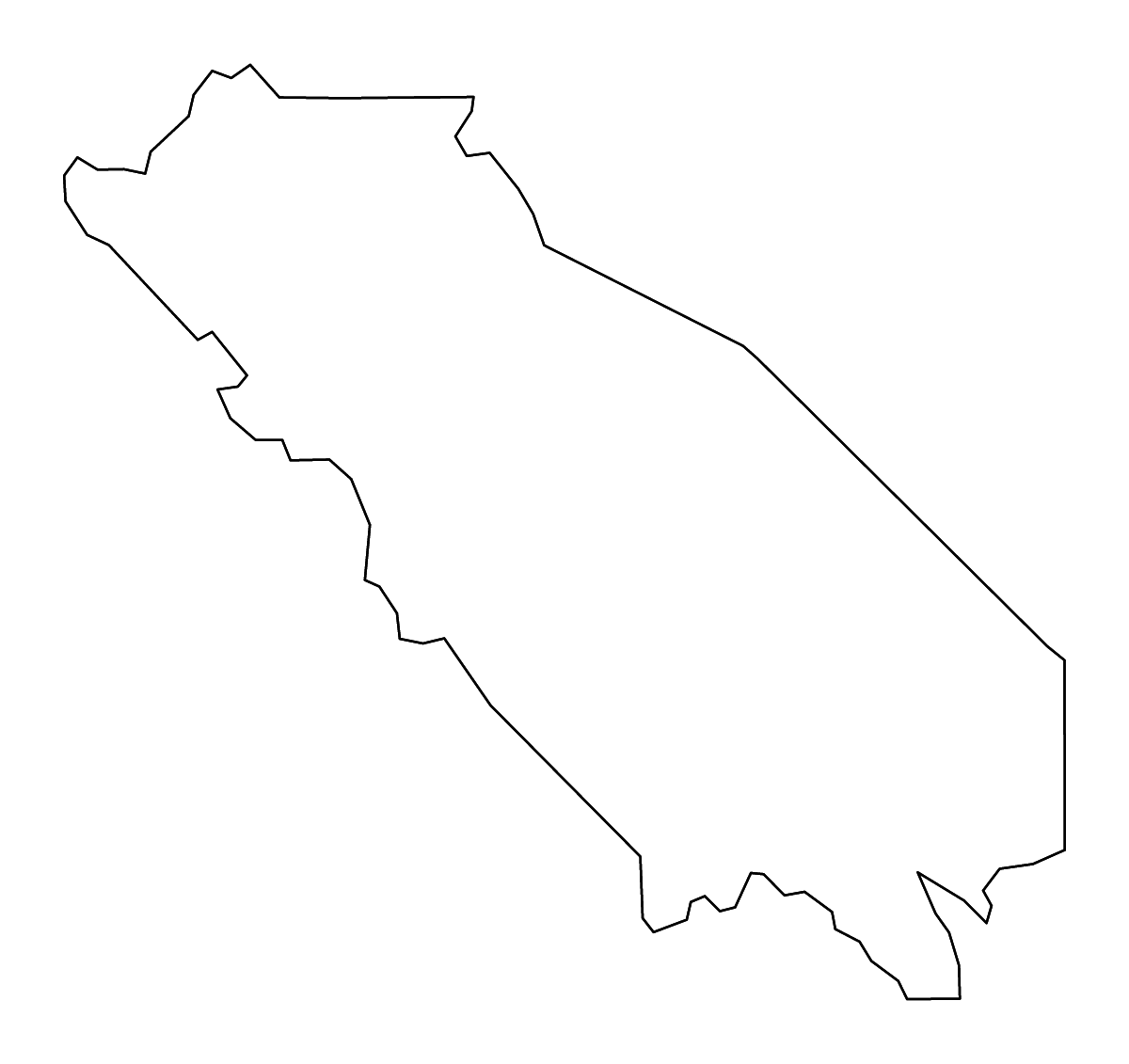 Mapa de contorno de San Benito, California con ríos.
