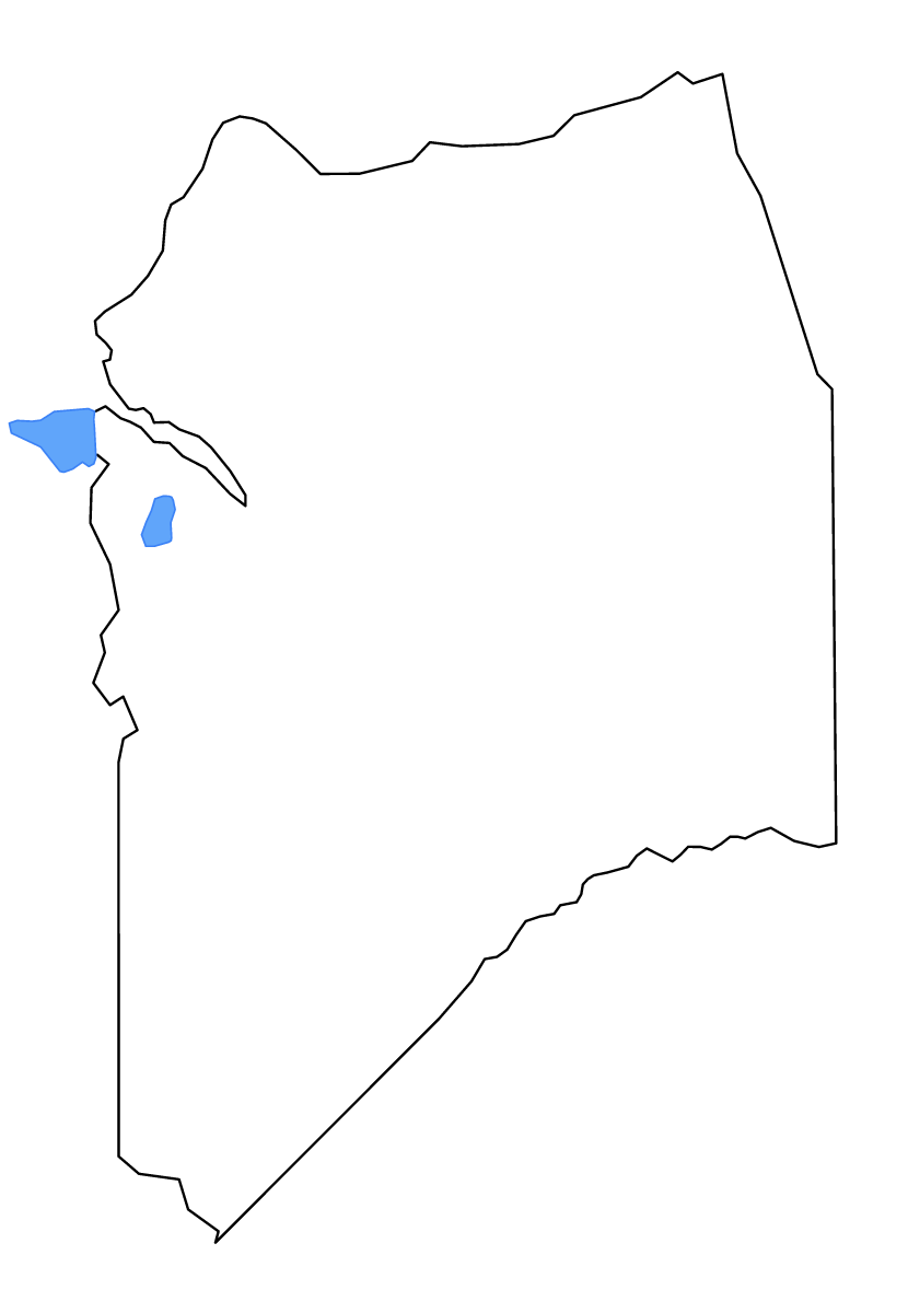 Mapa de contorno de San Joaquin, California con lagos y ríos.