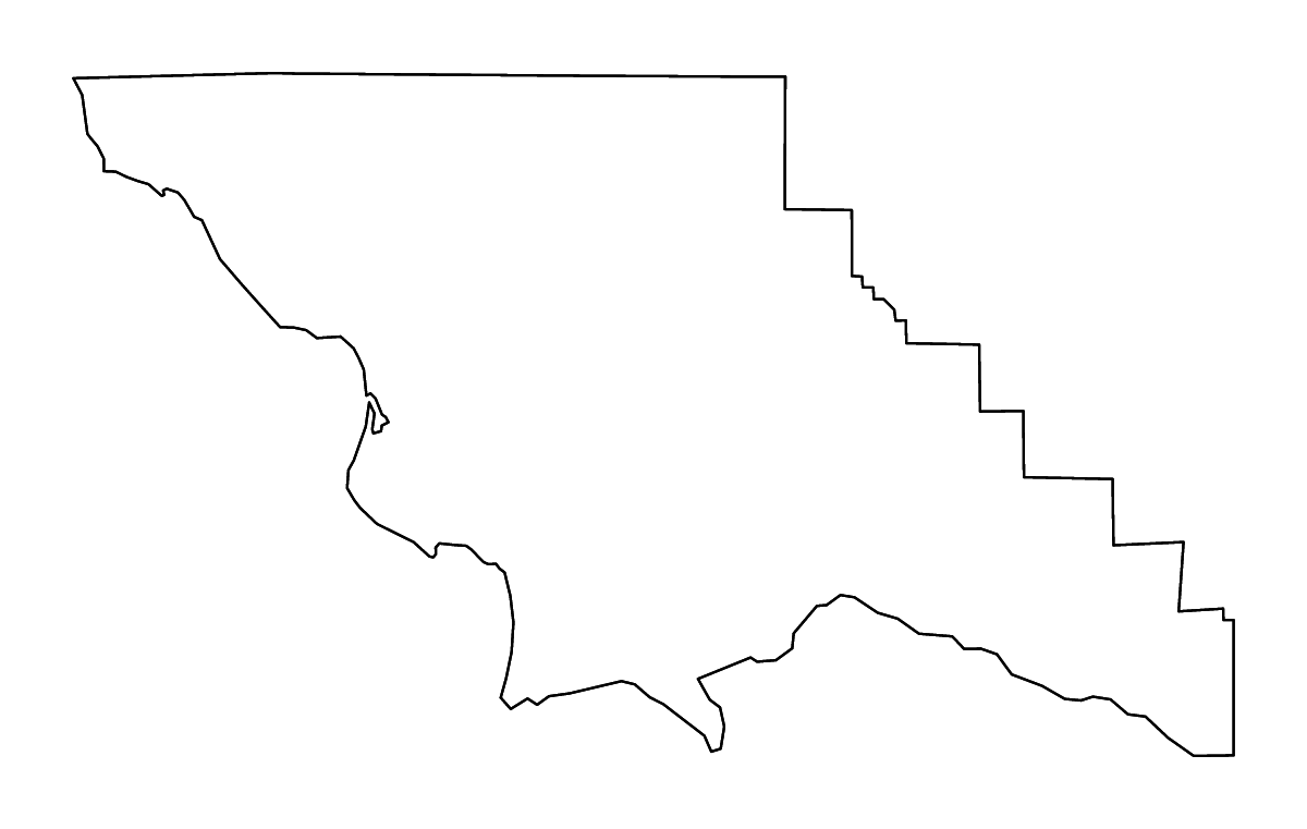 Mapa de contorno de San Luis Obispo, California con ríos.