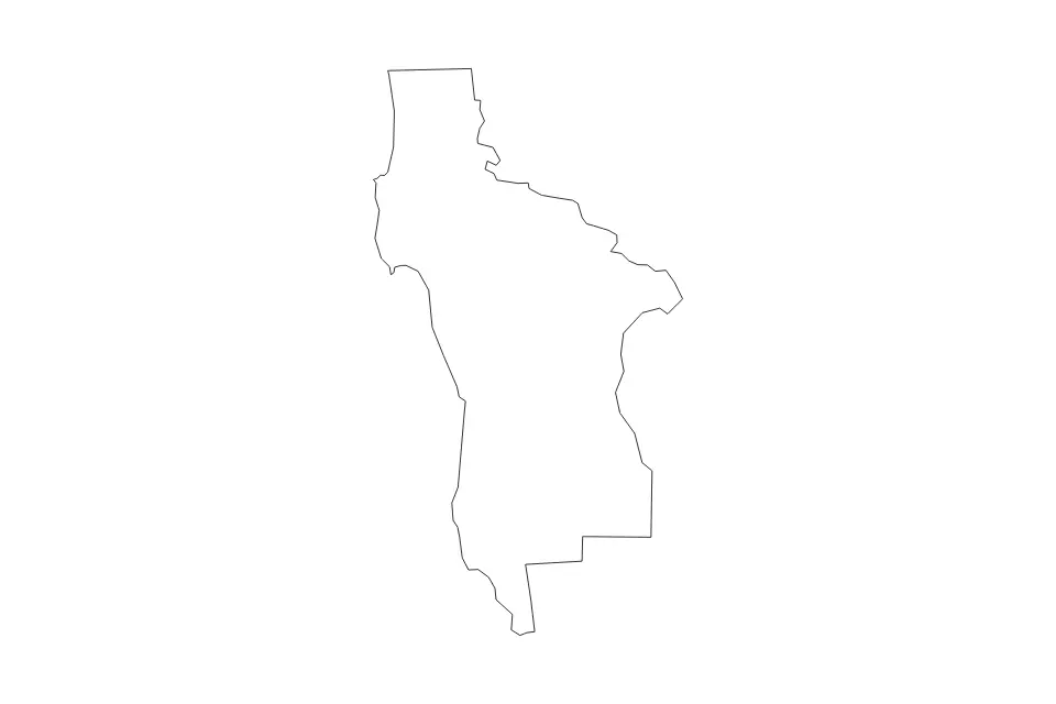 Outline map of San Mateo County, California with subdivision borders.
