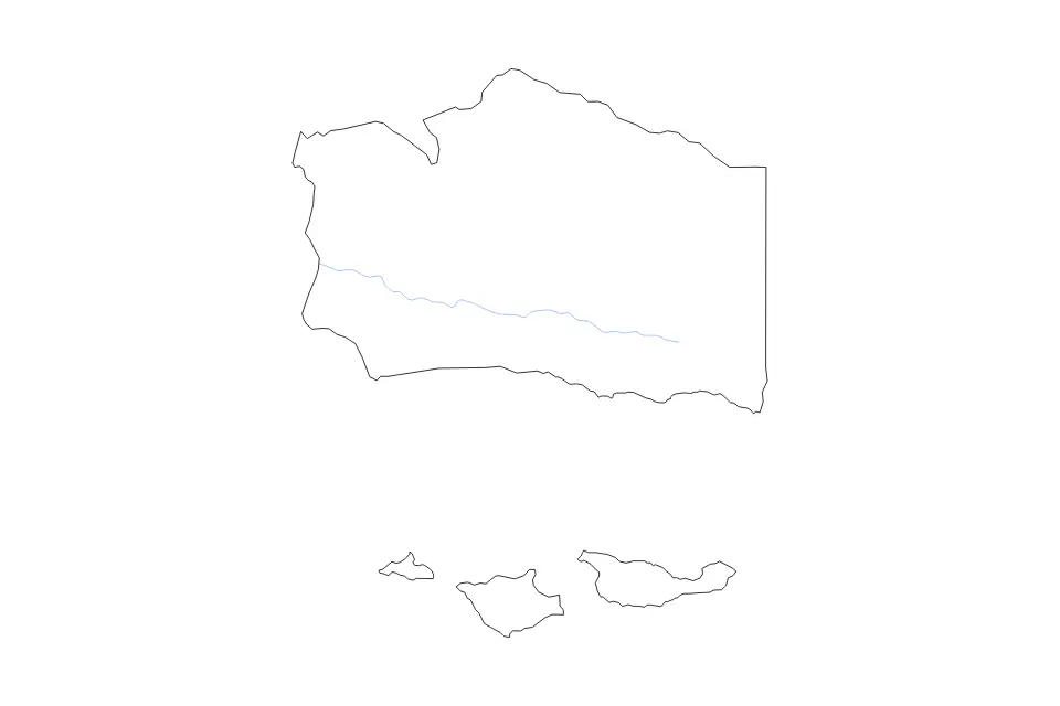 Mapa de Santa Barbara, California de tipo contorno y ríos para América del Norte, con contorno y ríos con límites limpios.