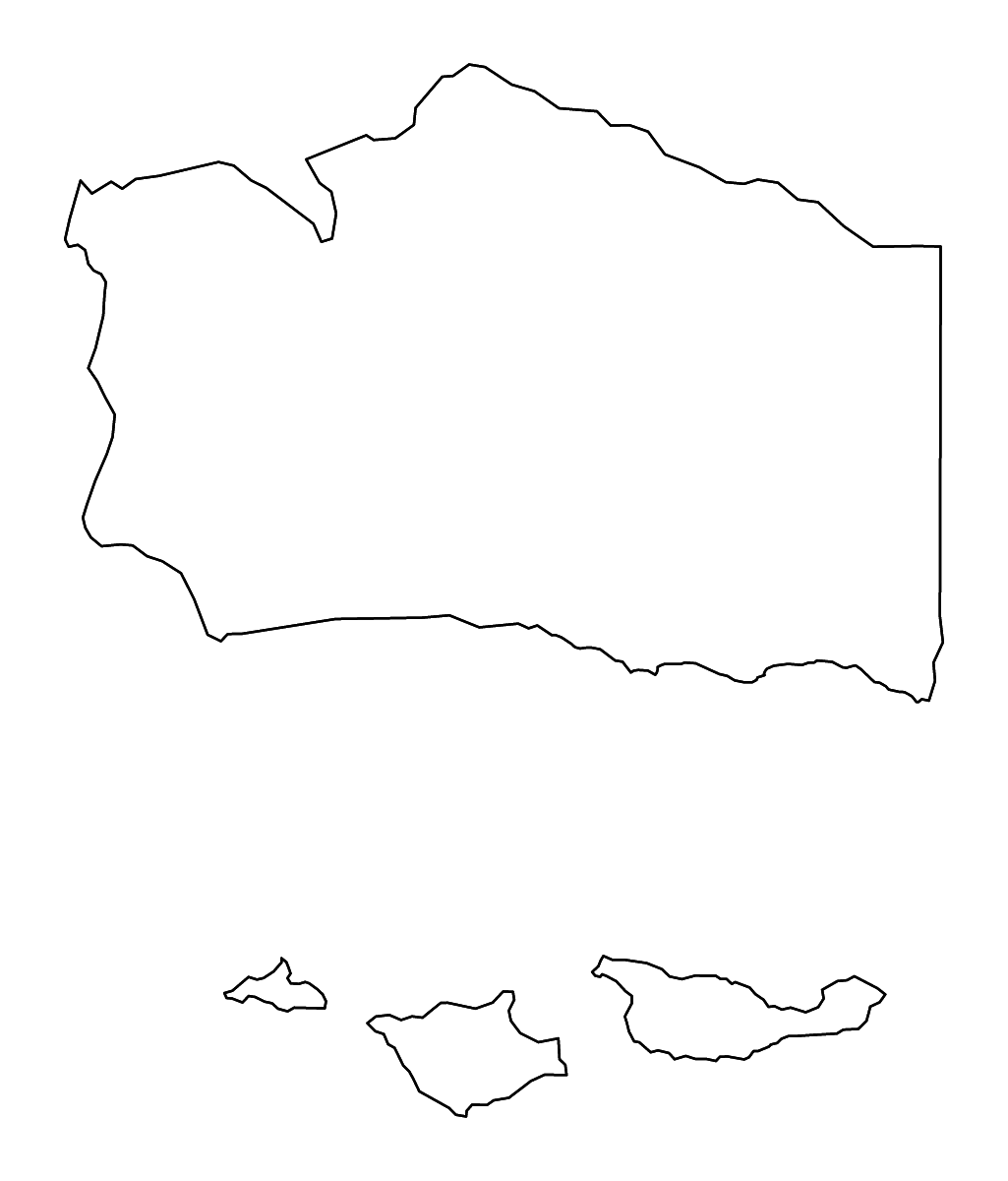 Mapa de contorno de Santa Barbara, California con ríos.