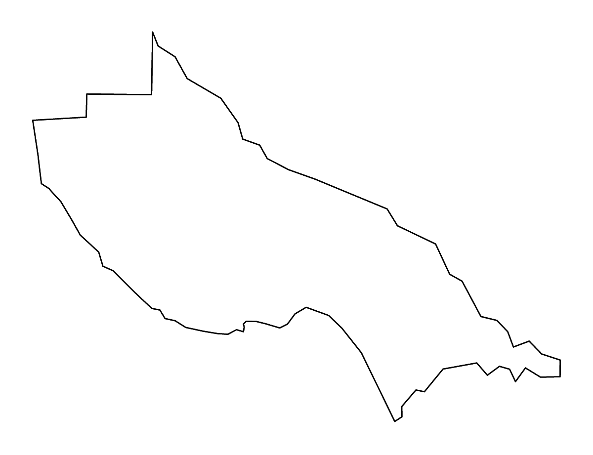 Mapa de contorno de Santa Cruz, California con ríos.