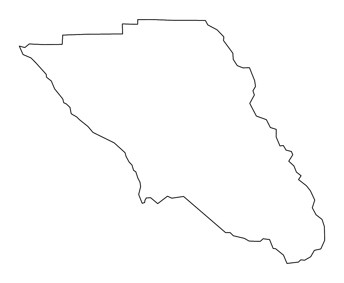 Mapa de contorno de Sonoma, California con ríos.