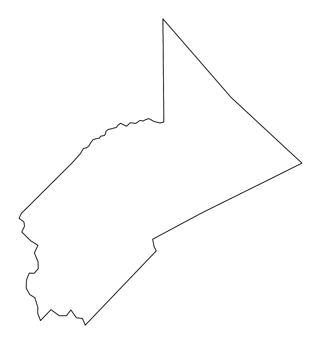 Mapa de contorno de Stanislaus, California con ríos.