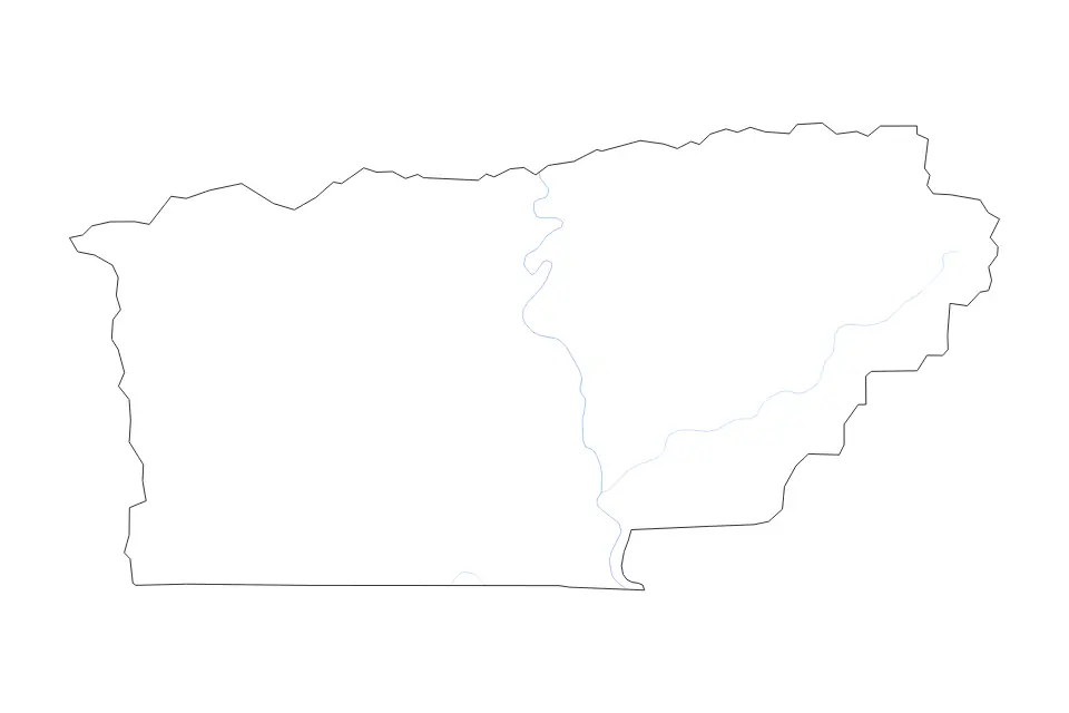 Carte de Tehama, California de type contour et rivières pour Amérique du Nord, montrant contour et rivières avec des limites nettes.