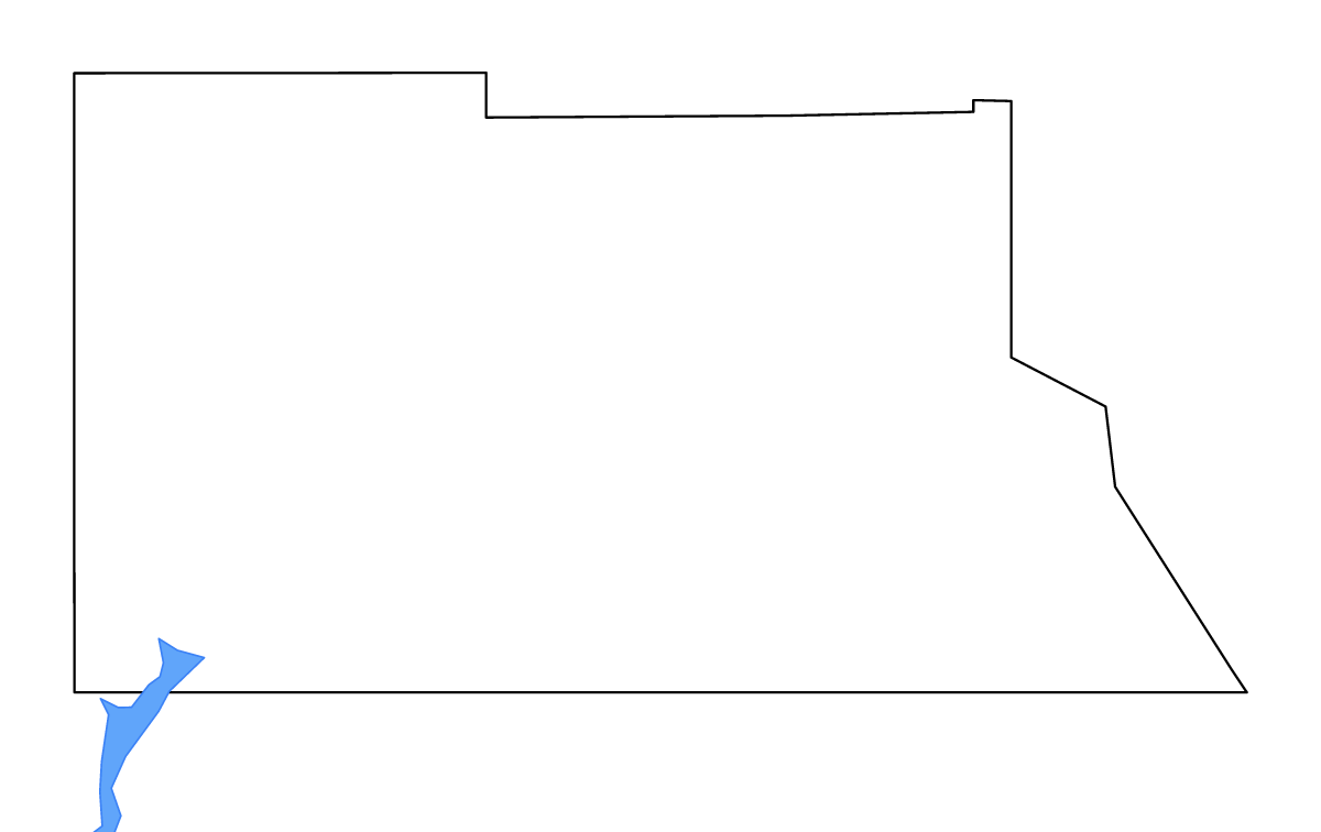 Outline map of Archuleta County, Colorado with lakes and rivers.