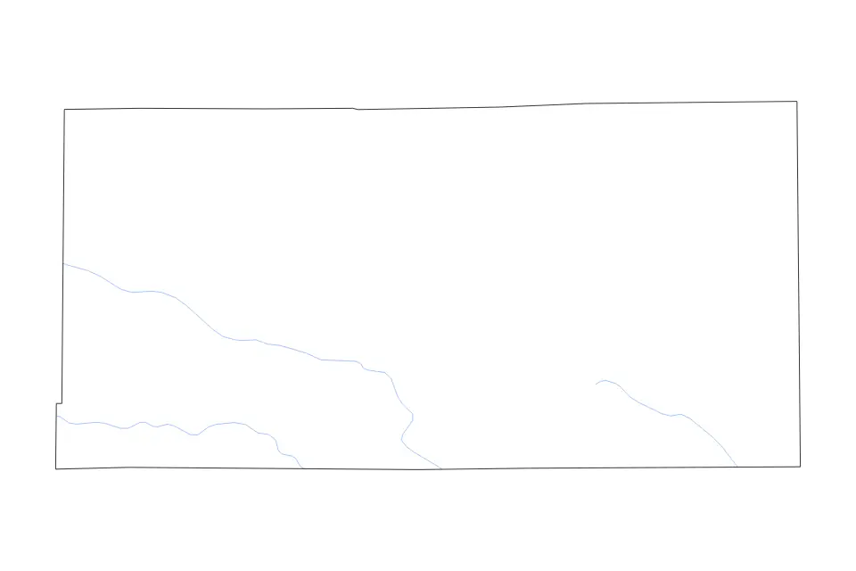 Carte de Cheyenne, Colorado de type contour et rivières pour Amérique du Nord, montrant contour et rivières avec des limites nettes.